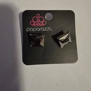 Paparazzi Prism Faceted Square Stud Earrings - Silver